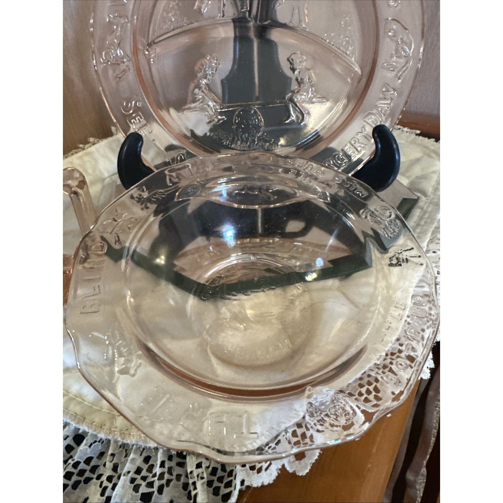 vintage Tiara Indiana Glass "See-Saw Margery Daw" Childs Set - Picture 3 of 4